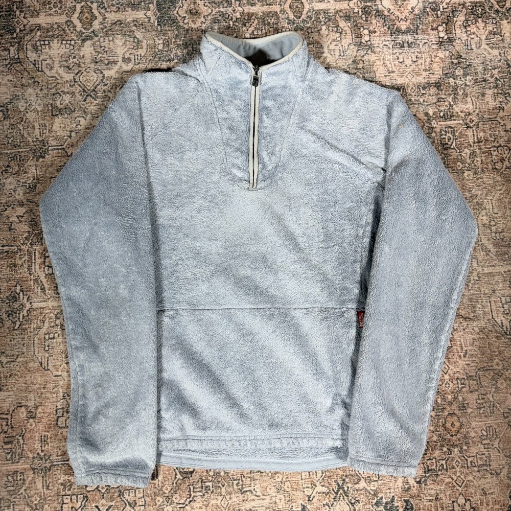 The North Face Mossbud Acadia Jacket Women M Blue Polyester 1/4 Zip Fuzzy Fleece